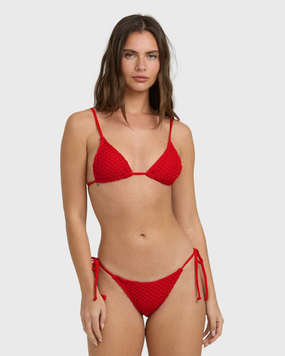 Billabong Women's Twisted Tides Tie-side Hike Bikini Bottom - Red Aloha