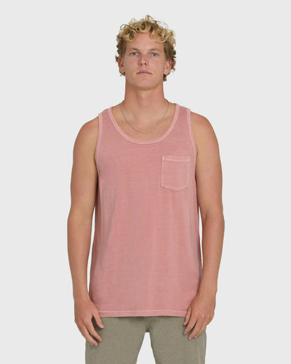 Billabong Men's Essential Pocket Wave Washed Premium Tank Top - Ash Rose