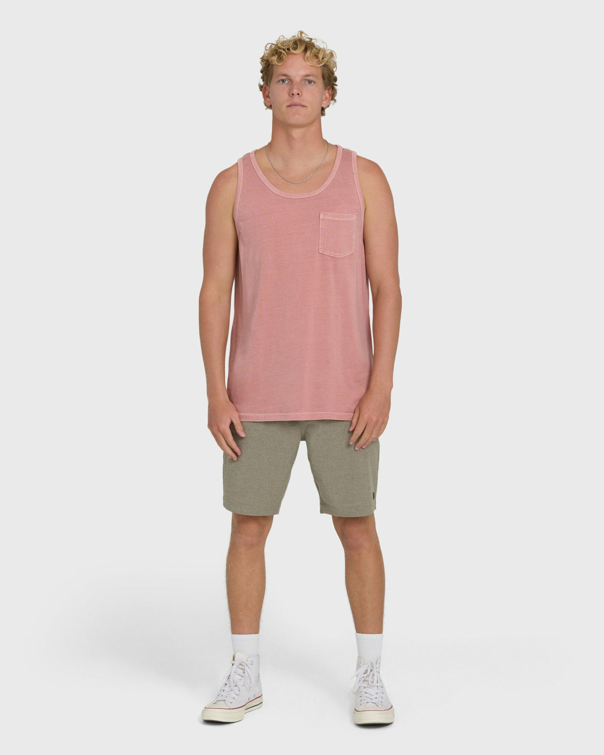 Billabong Men's Essential Pocket Wave Washed Premium Tank Top - Ash Rose