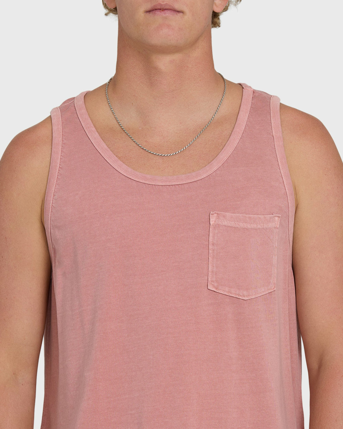 Billabong Men's Essential Pocket Wave Washed Premium Tank Top - Ash Rose