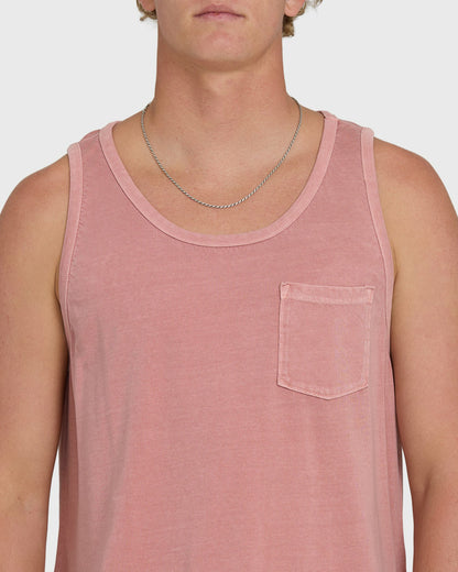 Billabong Men's Essential Pocket Wave Washed Premium Tank Top - Ash Rose