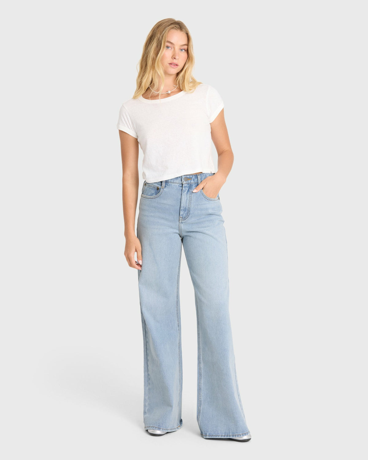 Billabong Women's Free Fall High-Waist Denim Flare Pants - Light Wash
