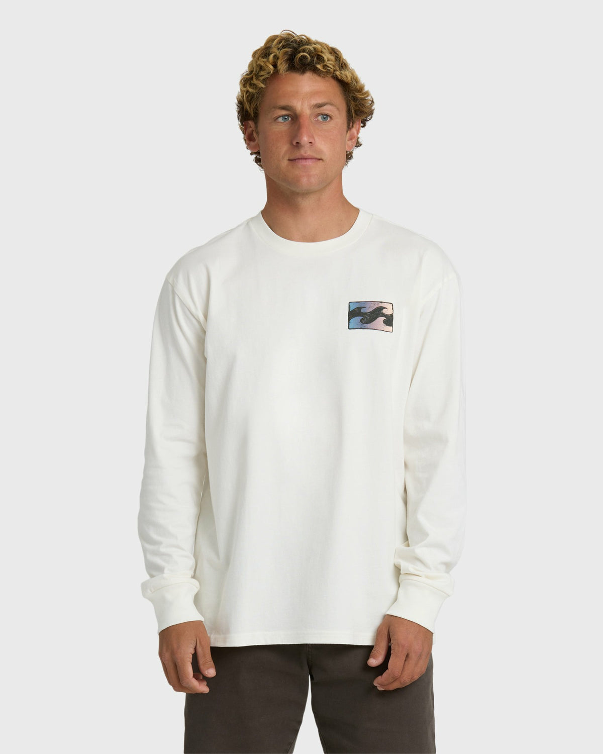 Billabong Men's Crayon Wave Premium Long Sleeve T-Shirt - Off White