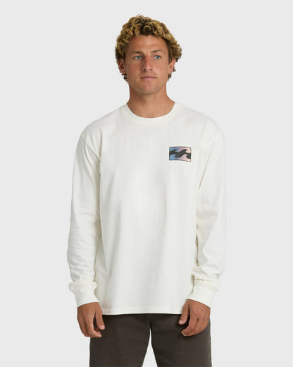 Billabong Men's Crayon Wave Premium Long Sleeve T-Shirt - Off White
