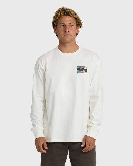 Billabong Men's Crayon Wave Premium Long Sleeve T-Shirt - Off White