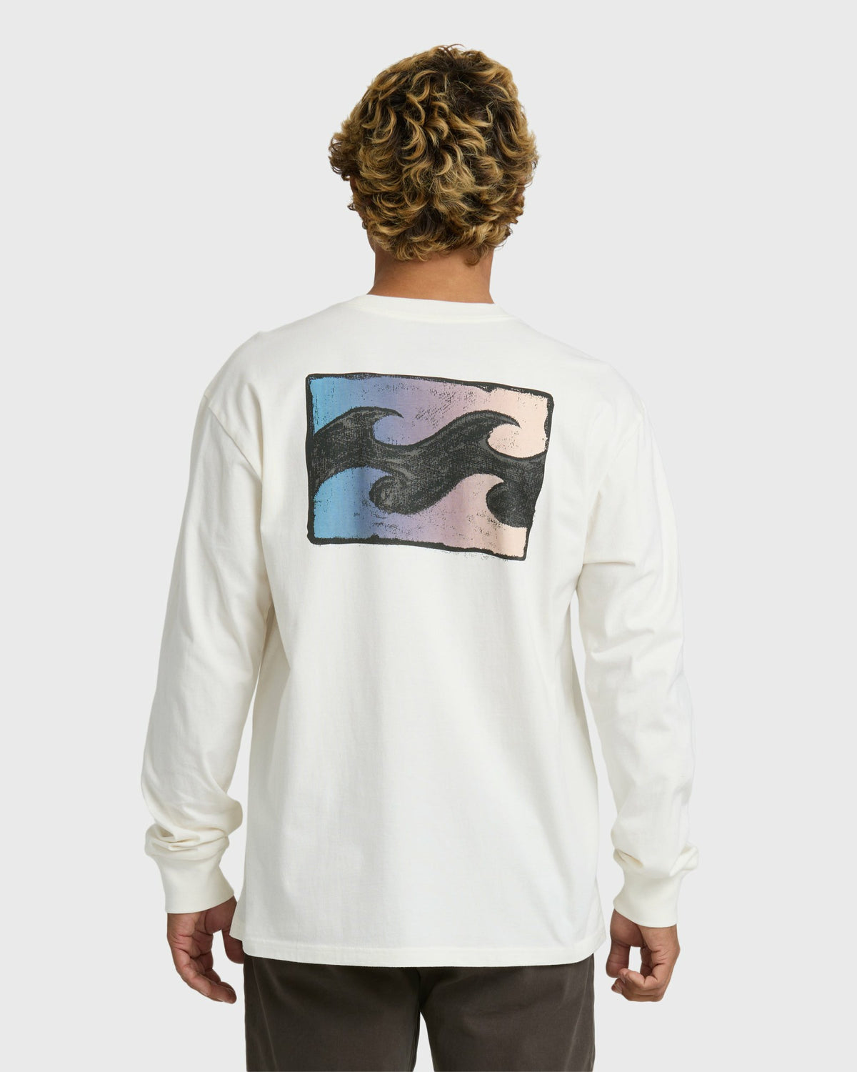 Billabong Men's Crayon Wave Premium Long Sleeve T-Shirt - Off White