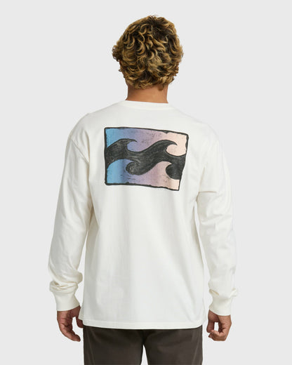 Billabong Men's Crayon Wave Premium Long Sleeve T-Shirt - Off White