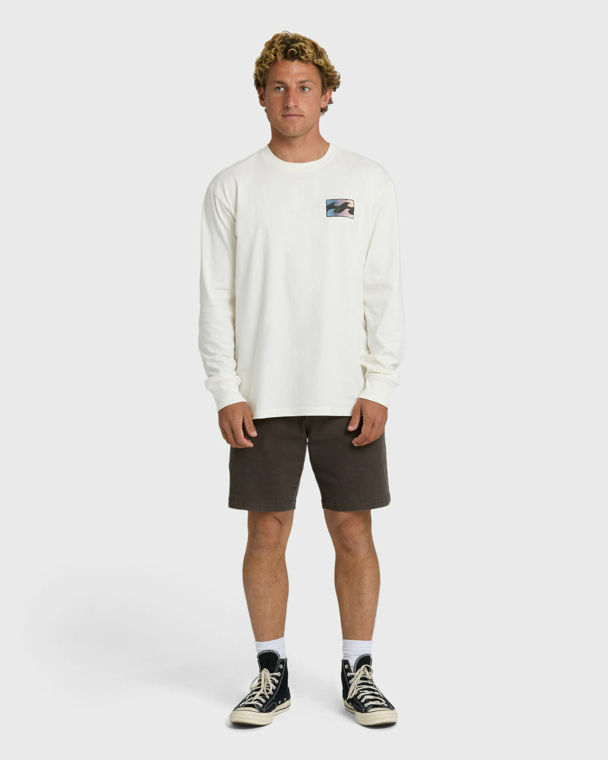Billabong Men's Crayon Wave Premium Long Sleeve T-Shirt - Off White