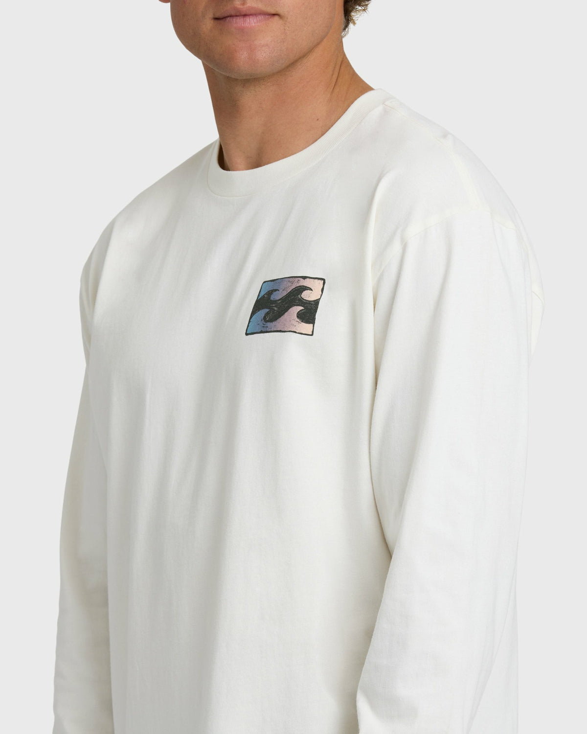 Billabong Men's Crayon Wave Premium Long Sleeve T-Shirt - Off White