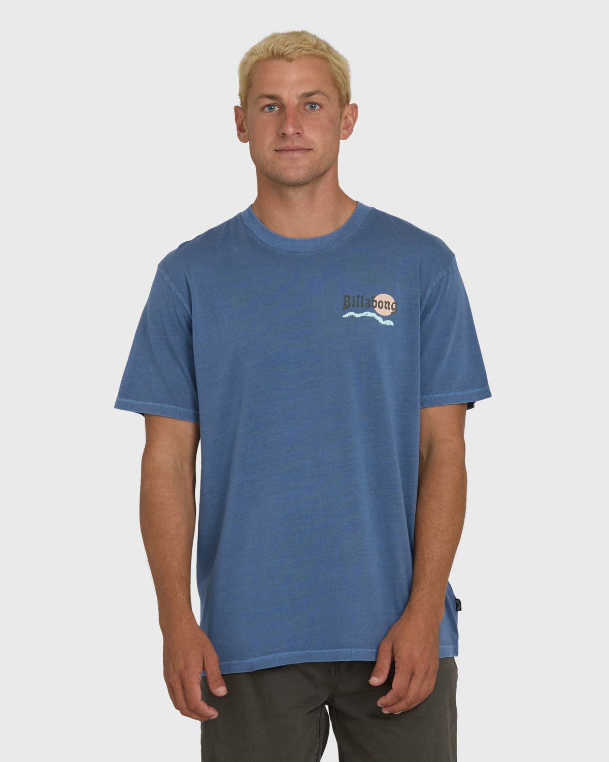 Billabong Men's Loner Wave Washed Premium Short Sleeve Knit T-Shirt - Blue Horizon