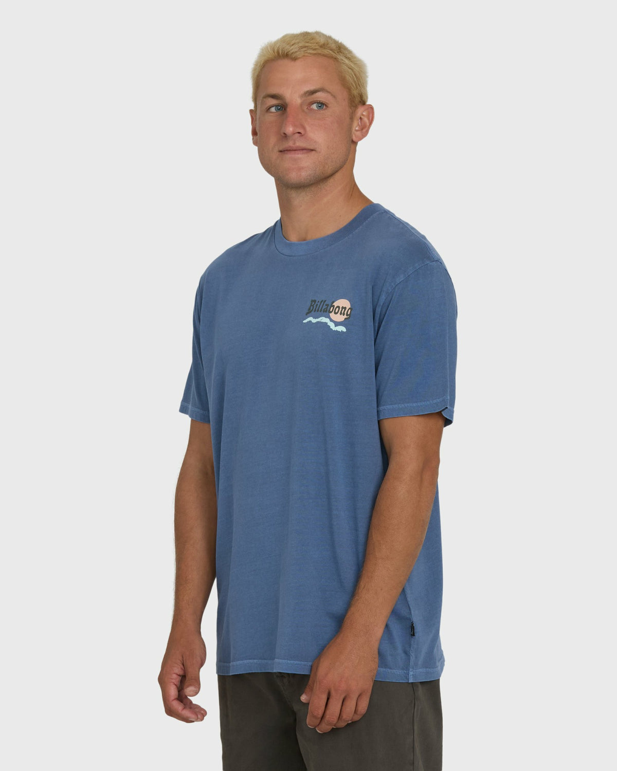 Billabong Men's Loner Wave Washed Premium Short Sleeve Knit T-Shirt - Blue Horizon