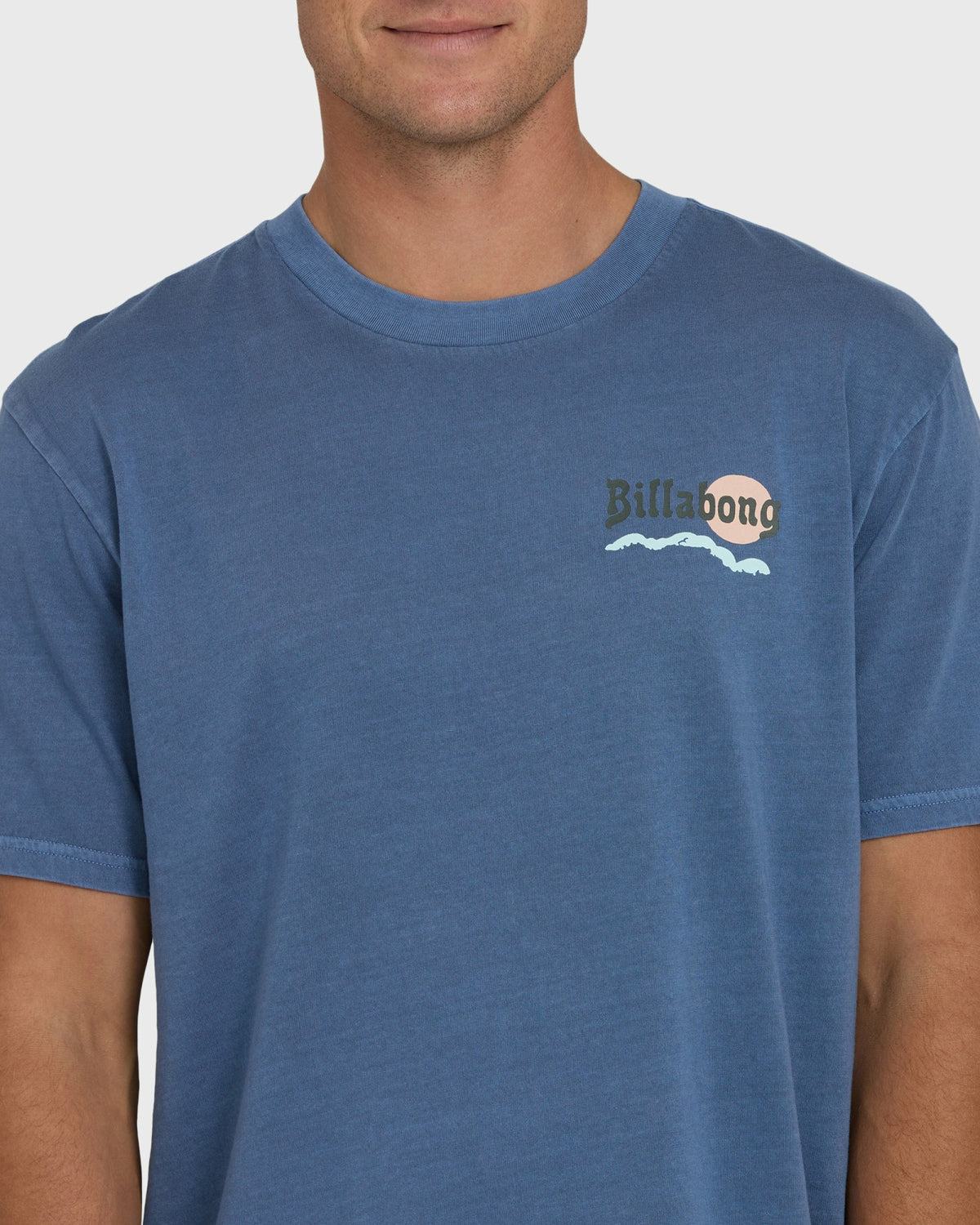 Billabong Men's Loner Wave Washed Premium Short Sleeve Knit T-Shirt - Blue Horizon