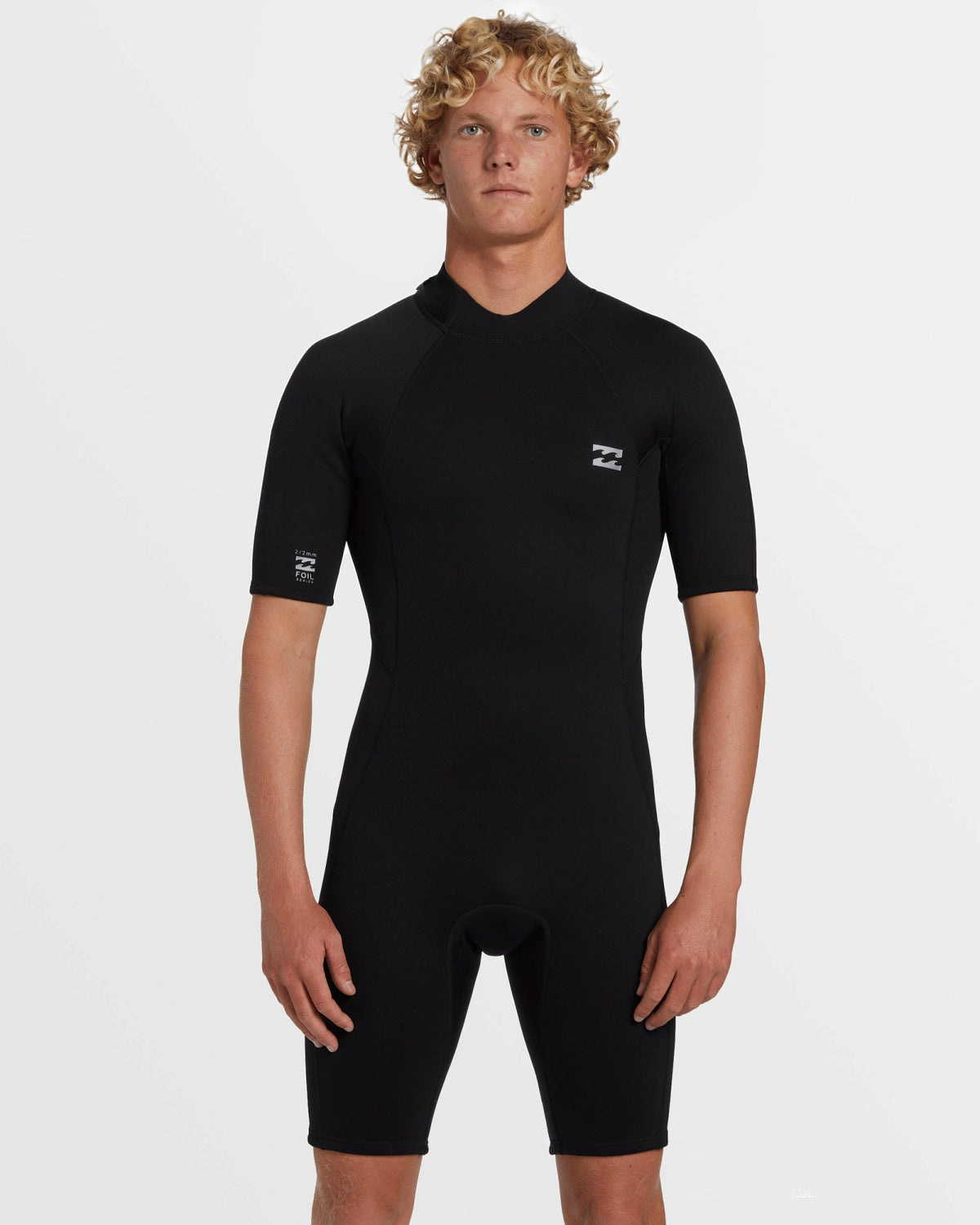 Billabong Men's 2mm Foil Flatlock Back Zip Short Sleeve Springsuit - Black