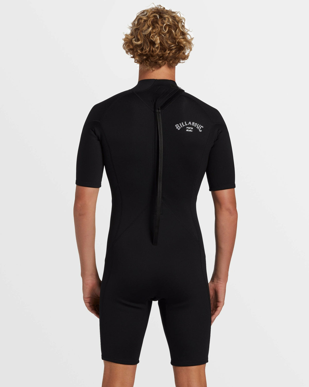 Billabong Men's 2mm Foil Flatlock Back Zip Short Sleeve Springsuit - Black