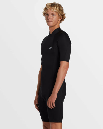 Billabong Men's 2mm Foil Flatlock Back Zip Short Sleeve Springsuit - Black