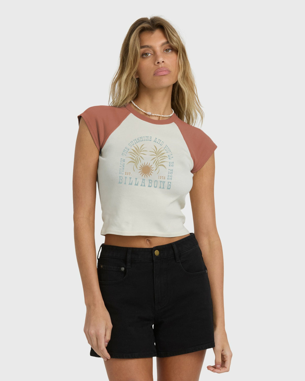Billabong Women's Forever Had Short Sleeve Raglan Tee - Sedona