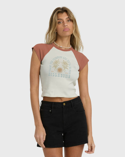 Billabong Women's Forever Had Short Sleeve Raglan Tee - Sedona