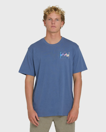 Billabong Men's Crayon Wave Premium Short Sleeve T-Shirt - Blue Horizon