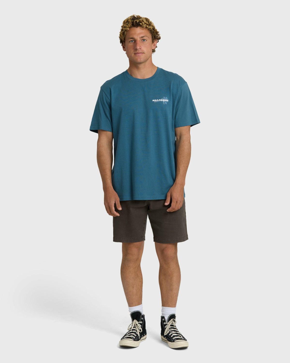 Billabong Men's Single Fin Premium Short Sleeve T-Shirt - Real Teal