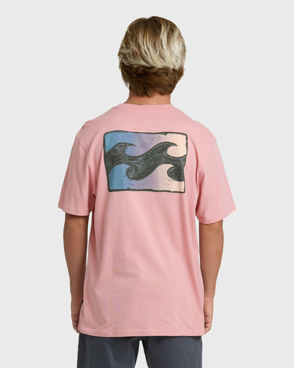 Billabong Men's Crayon Wave Premium Short Sleeve T-Shirt - Vintage Pink