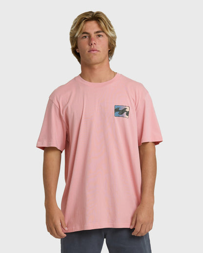 Billabong Men's Crayon Wave Premium Short Sleeve T-Shirt - Vintage Pink