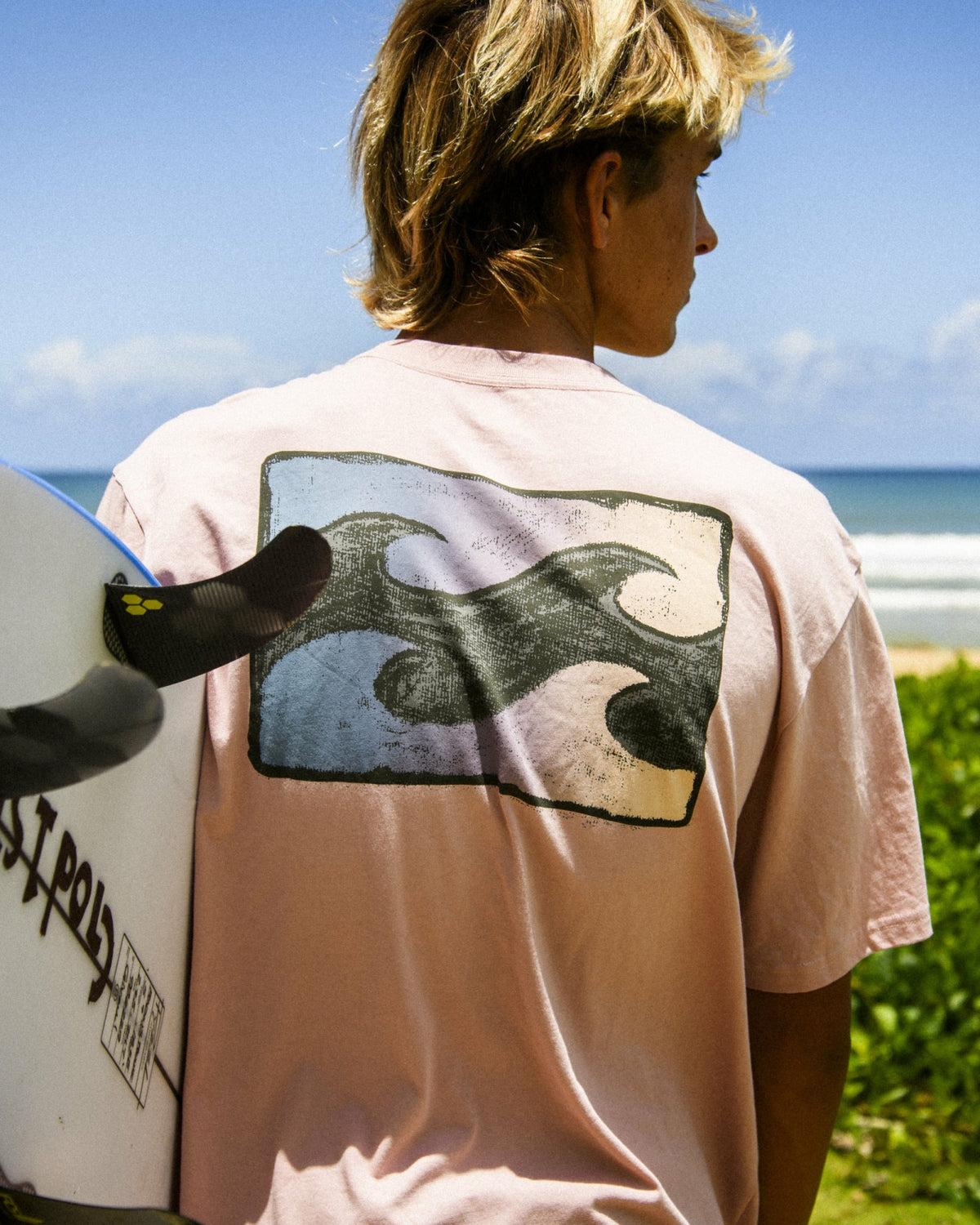 Billabong Men's Crayon Wave Premium Short Sleeve T-Shirt - Vintage Pink