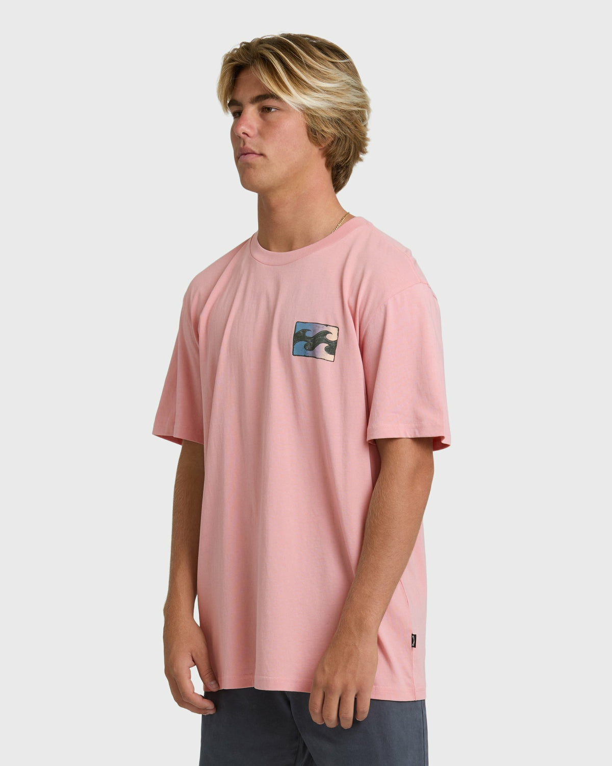 Billabong Men's Crayon Wave Premium Short Sleeve T-Shirt - Vintage Pink