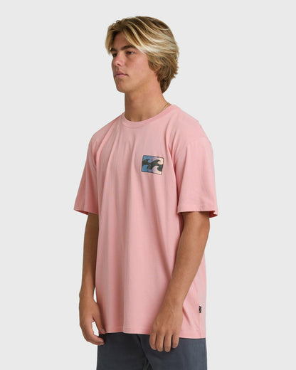 Billabong Men's Crayon Wave Premium Short Sleeve T-Shirt - Vintage Pink