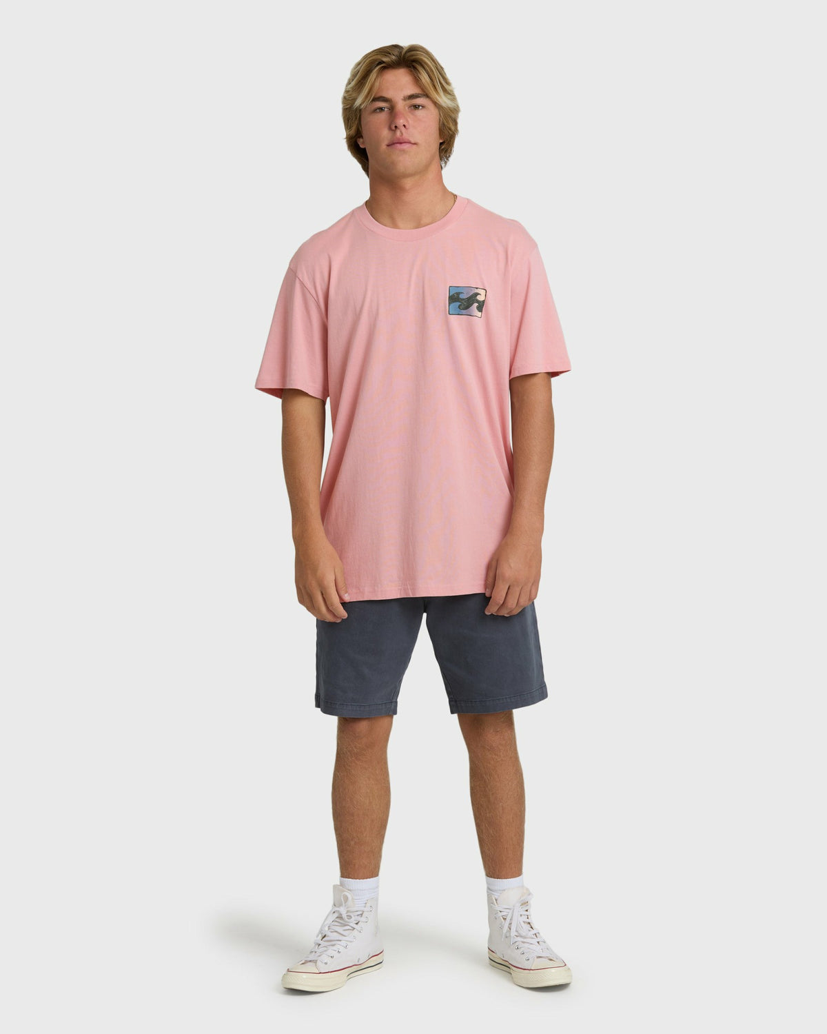Billabong Men's Crayon Wave Premium Short Sleeve T-Shirt - Vintage Pink