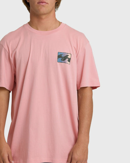 Billabong Men's Crayon Wave Premium Short Sleeve T-Shirt - Vintage Pink