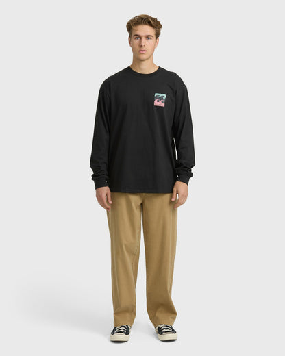 Billabong Men's Crayon Wave Regular Long Sleeve T-Shirt - Washed Black