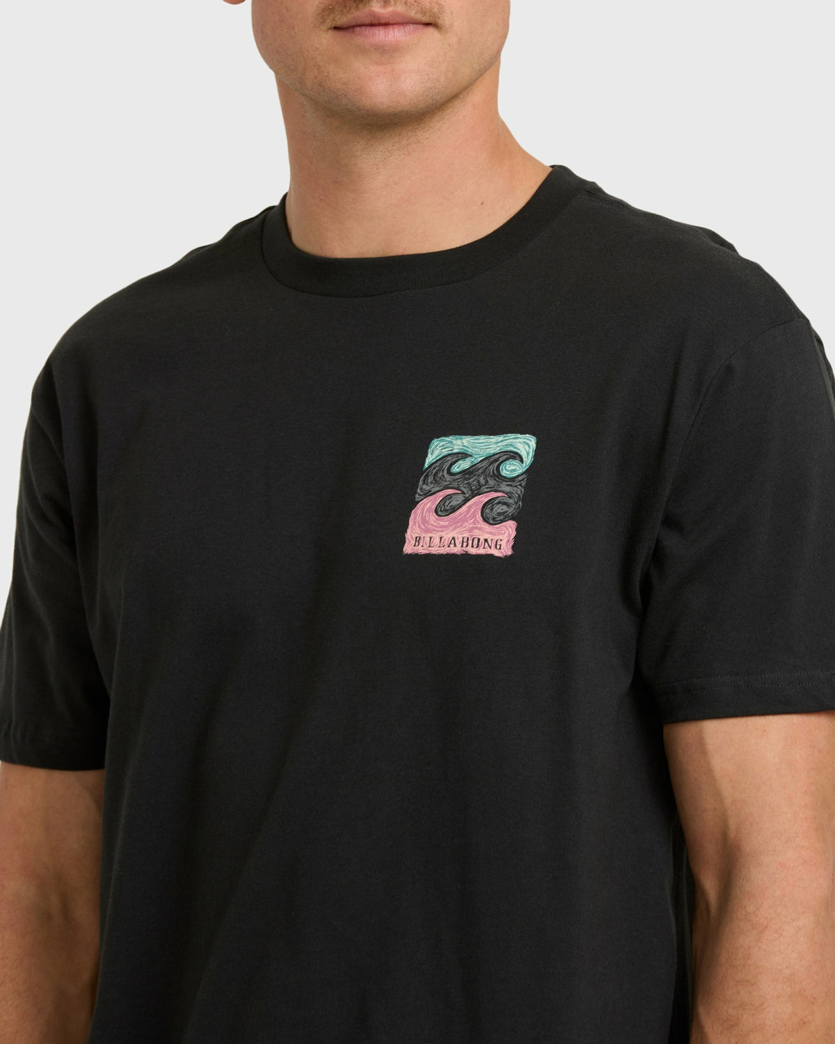 Billabong Men's Crayon Wave Premium Short Sleeve T-Shirt - Washed Black