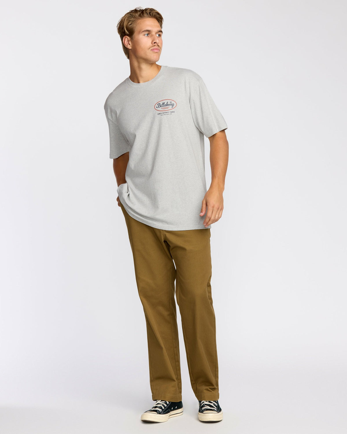 Billabong Men's Walled Regular Short Sleeve T-Shirt - Lt Grey Htr