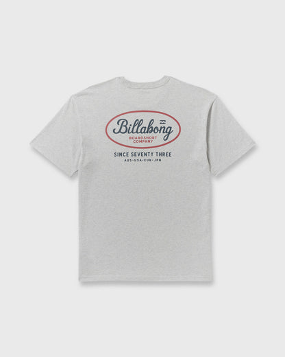 Billabong Men's Walled Regular Short Sleeve T-Shirt - Lt Grey Htr