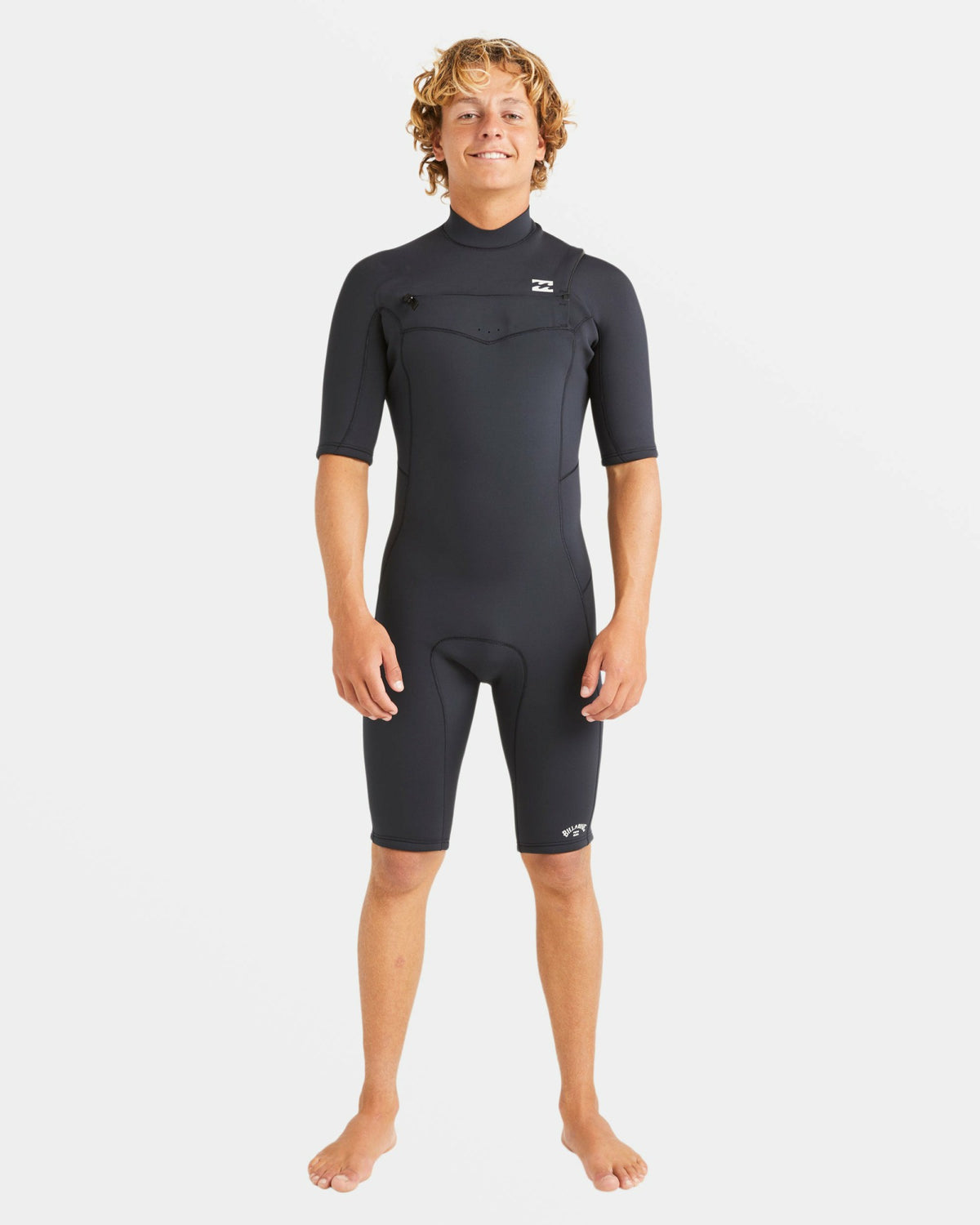 Billabong Men's 2\/2mm Absolute Natural Upcycler GBS Chest Zip Short Sleeve Springsuit - Black