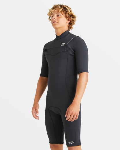 Billabong Men's 2\/2mm Absolute Natural Upcycler GBS Chest Zip Short Sleeve Springsuit - Black