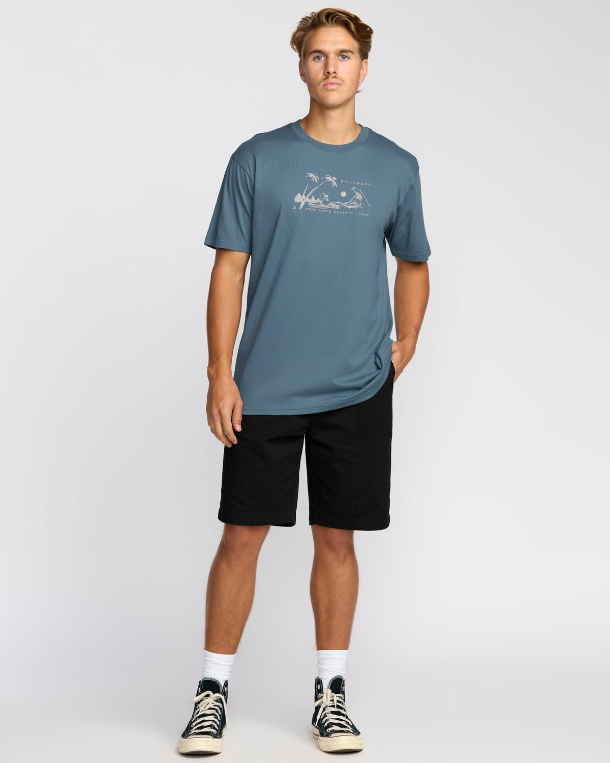 Billabong Men's Beach Club Premium Short Sleeve T-Shirt - Steel Blue