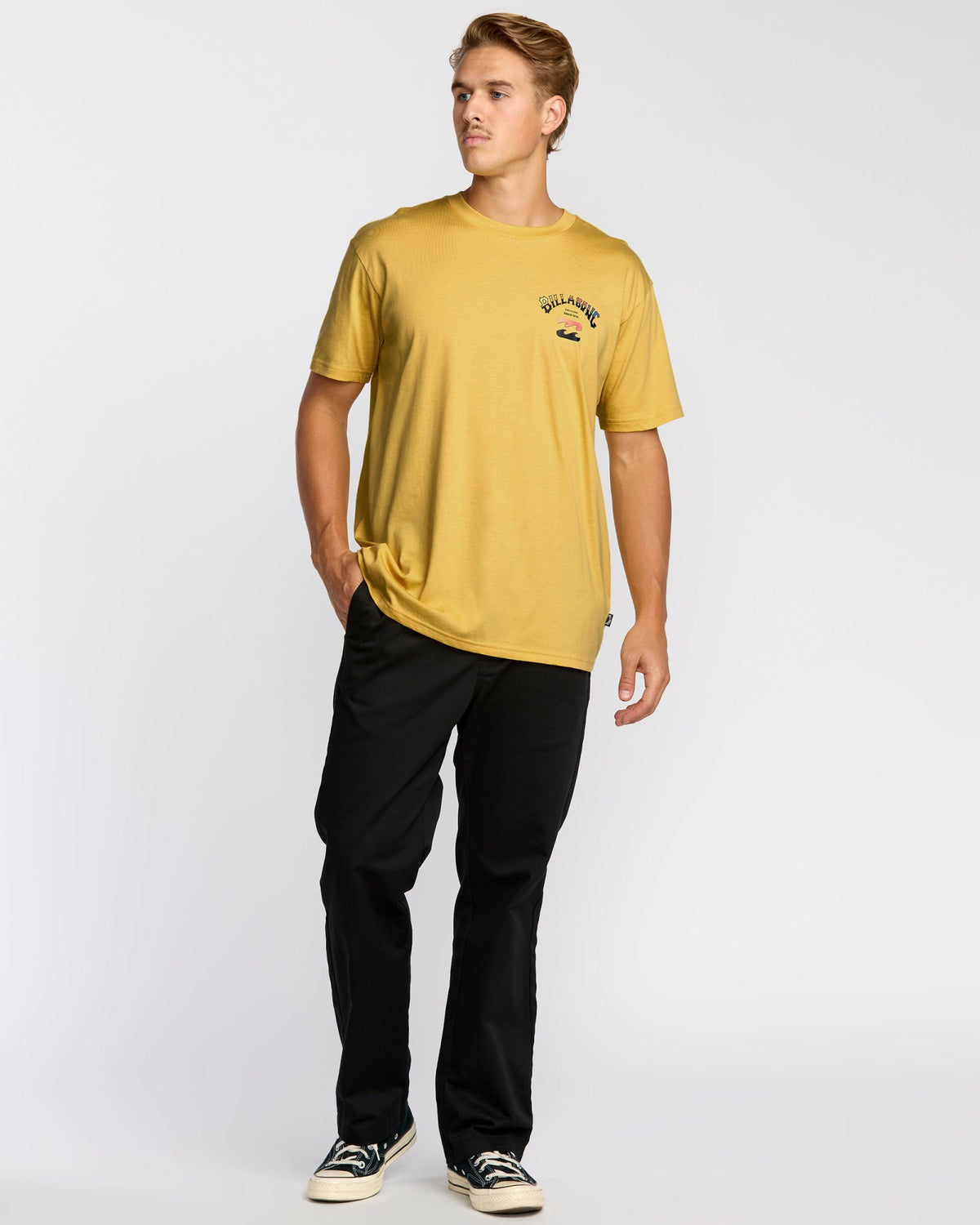 Billabong Men's Arch Fade Premium Short Sleeve T-Shirt - Dust Yellow