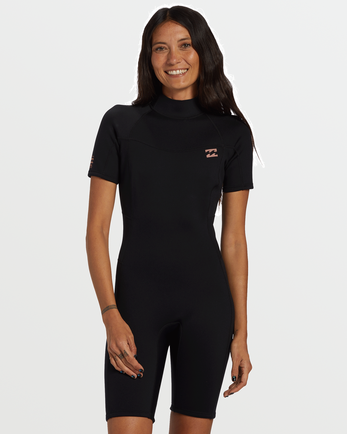 Billabong Women's Foil Flatlock Short Sleeve Springsuit - Black