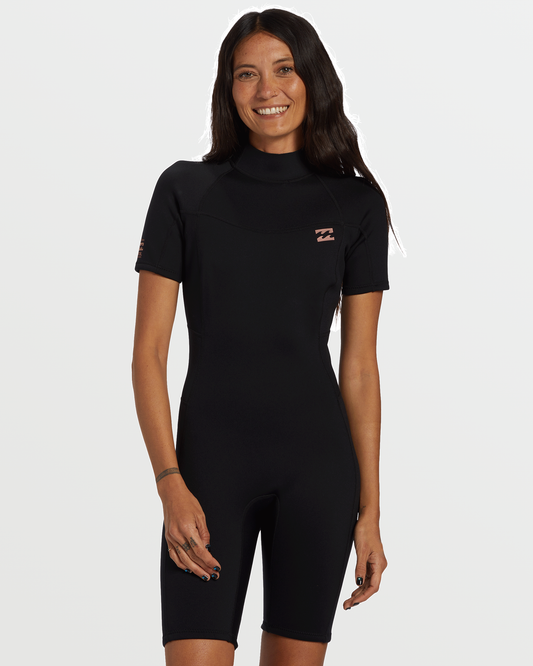Billabong Women's Foil Flatlock Short Sleeve Springsuit - Black