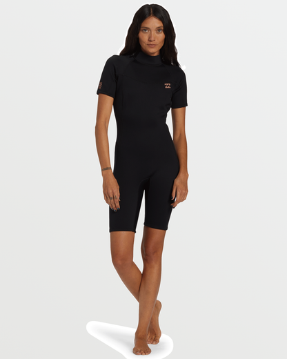 Billabong Women's Foil Flatlock Short Sleeve Springsuit - Black