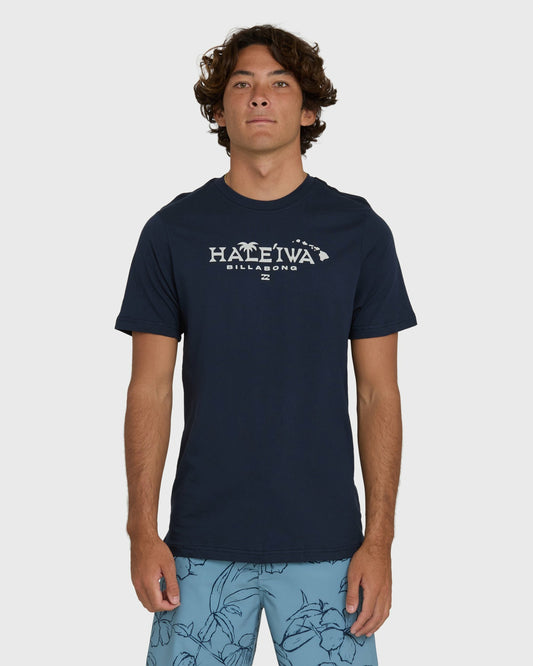 Billabong Men's Haleiwa Palm Short Sleeve T-Shirt - Navy
