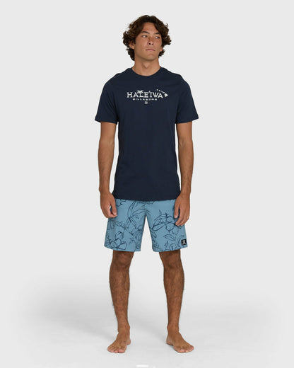 Billabong Men's Haleiwa Palm Short Sleeve T-Shirt - Navy
