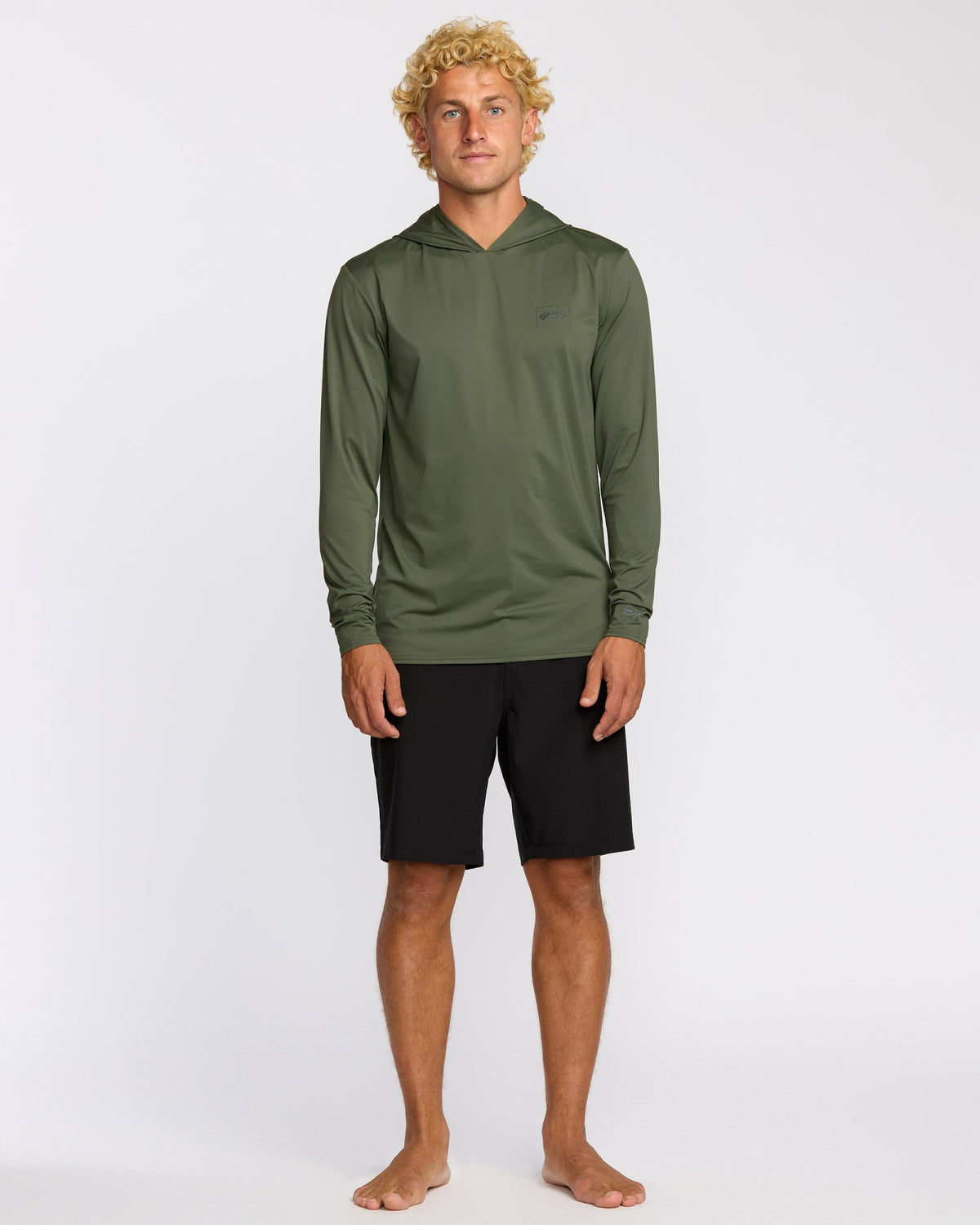 Billabong Men's Arch Mesh Long Sleeve Hooded Surf Tee - Dark Military