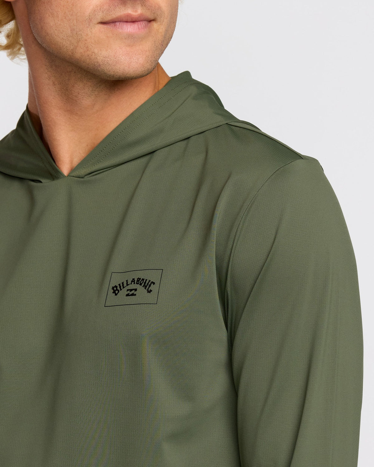 Billabong Men's Arch Mesh Long Sleeve Hooded Surf Tee - Dark Military