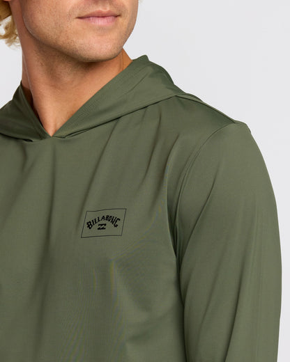 Billabong Men's Arch Mesh Long Sleeve Hooded Surf Tee - Dark Military