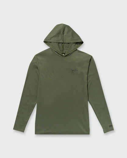 Billabong Men's Arch Mesh Long Sleeve Hooded Surf Tee - Dark Military