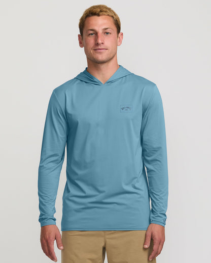 Billabong Men's Arch Mesh Long Sleeve Hooded Surf Tee - Bay Blue