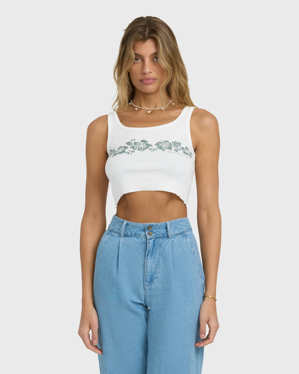 Billabong Women's Tropical Mixer Tank - Salt Crystal