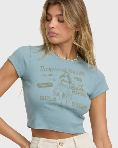 Billabong Women's Pretty Sweet Day Short Sleeve T-Shirt - Mineral Blue
